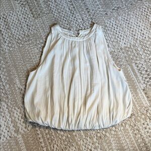 Anthropologie Cream Bubble-Hem Sleeveless Tank
